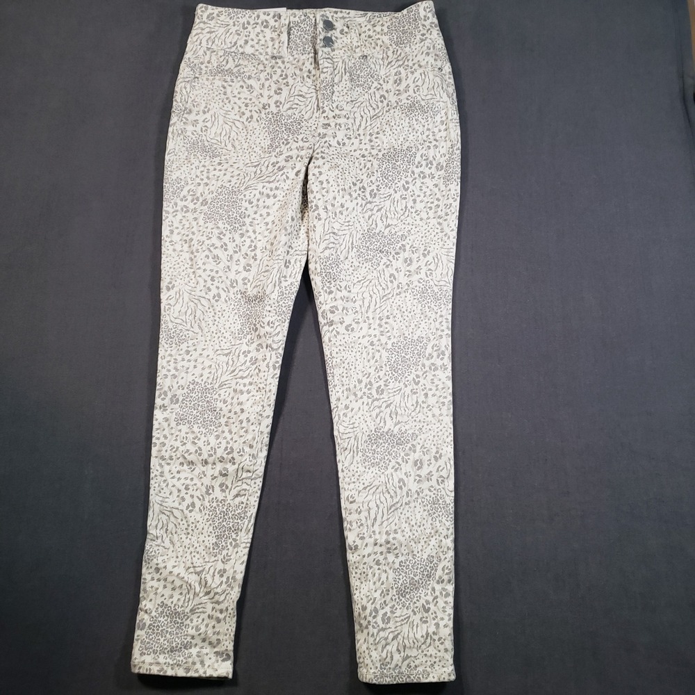 Seven7 Curvy Jean Womens 10 Ivory Animal Print High‎ Rise Skinny Legging NWT